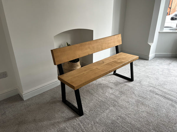 Elegant Beech Seating Bench with Back - TRL Handmade Furniture