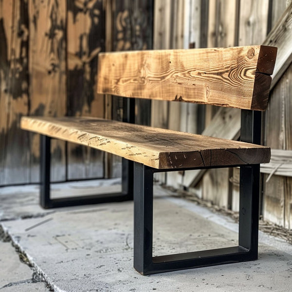 Sleek & Slender Reclaimed Bench with Back - TRL Handmade Furniture